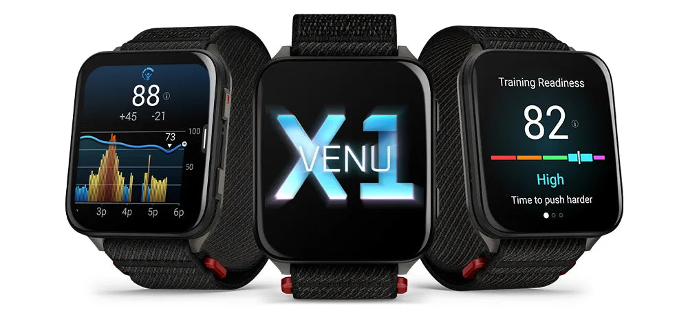 Garmin® Venu® X1, Thin and Lightweight GPS Smartwatch, AMOLED Display, Advanced Health and Fitness Features, Black with Slate Titanium Caseback and Black ComfortFit Nylon Band